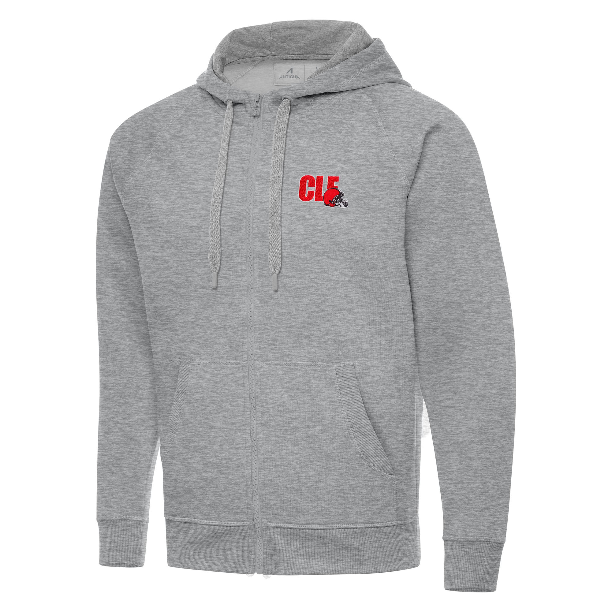 Men's Antigua Heather Gray Cleveland Browns Victory Full-Zip Hoodie