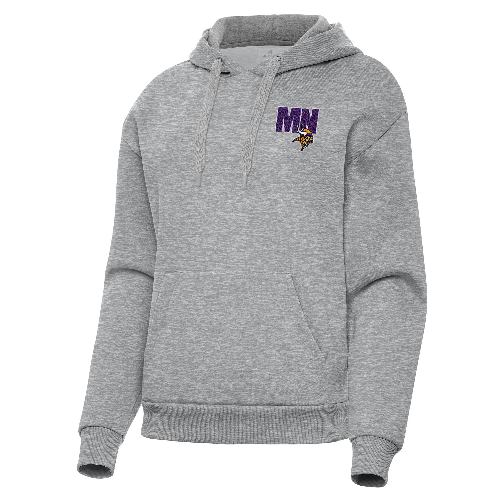 Women's Antigua Heather Gray Minnesota Vikings Victory Pullover Hoodie
