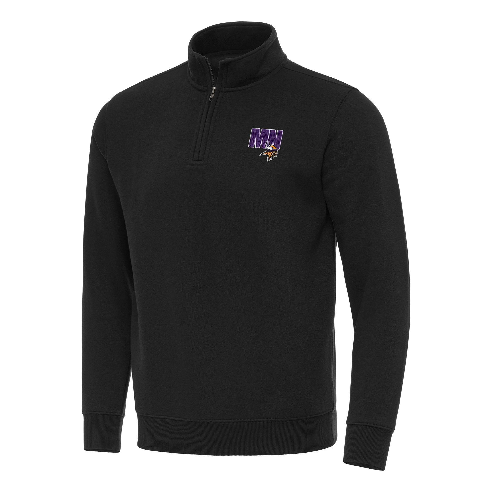 Men's Antigua Black Minnesota Vikings Victory Quarter-Zip Sweatshirt