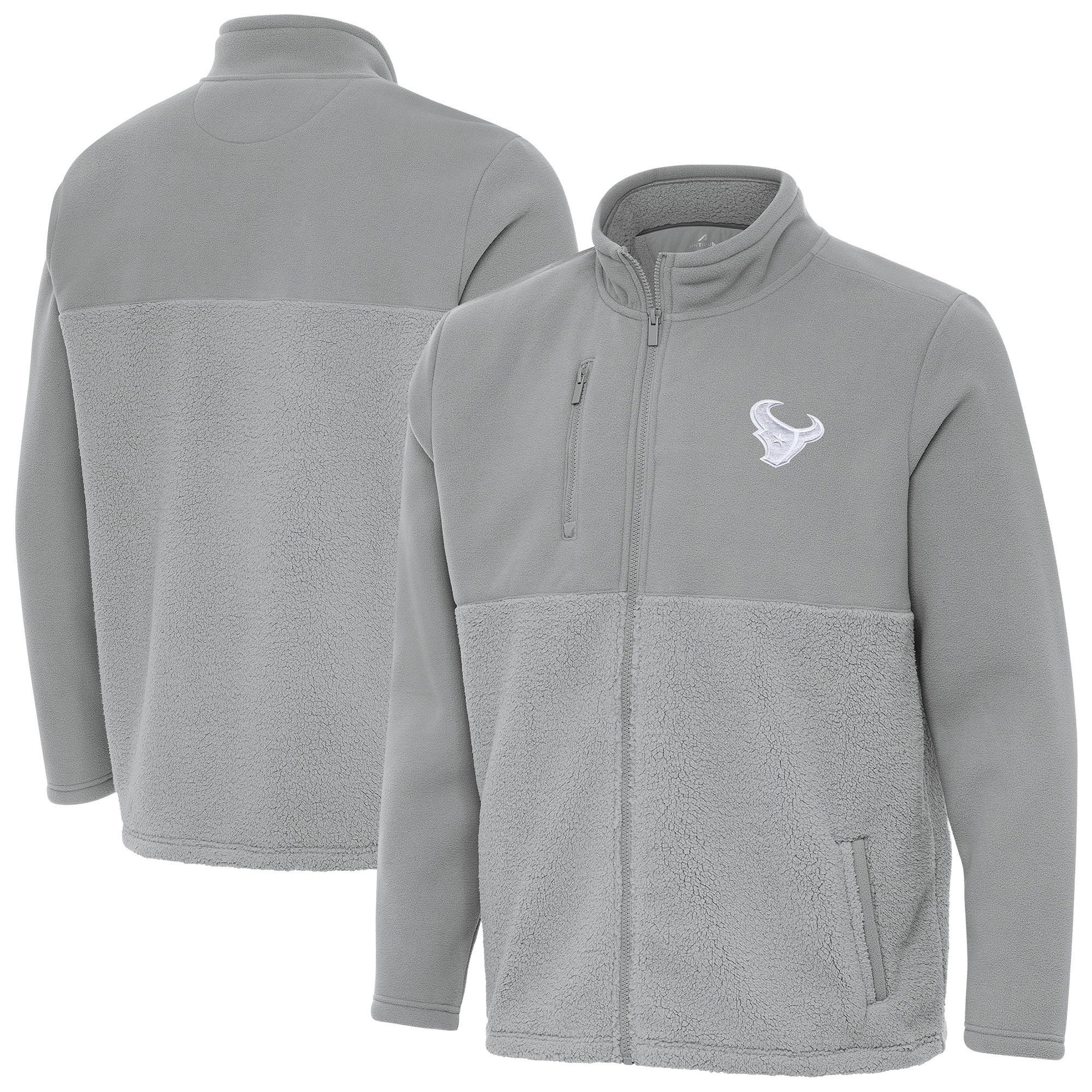 Men's Antigua Gray Houston Texans Daily Fused Full-Zip Jacket
