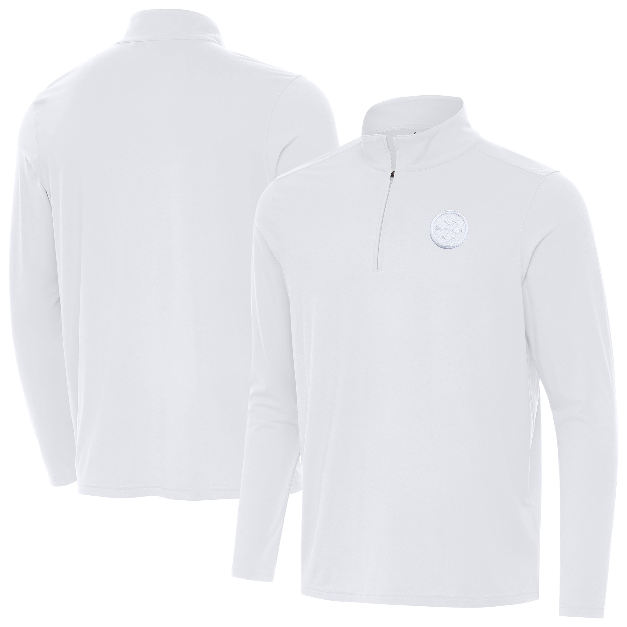 Men's Antigua White Pittsburgh Steelers Intent Quarter-Zip Jacket