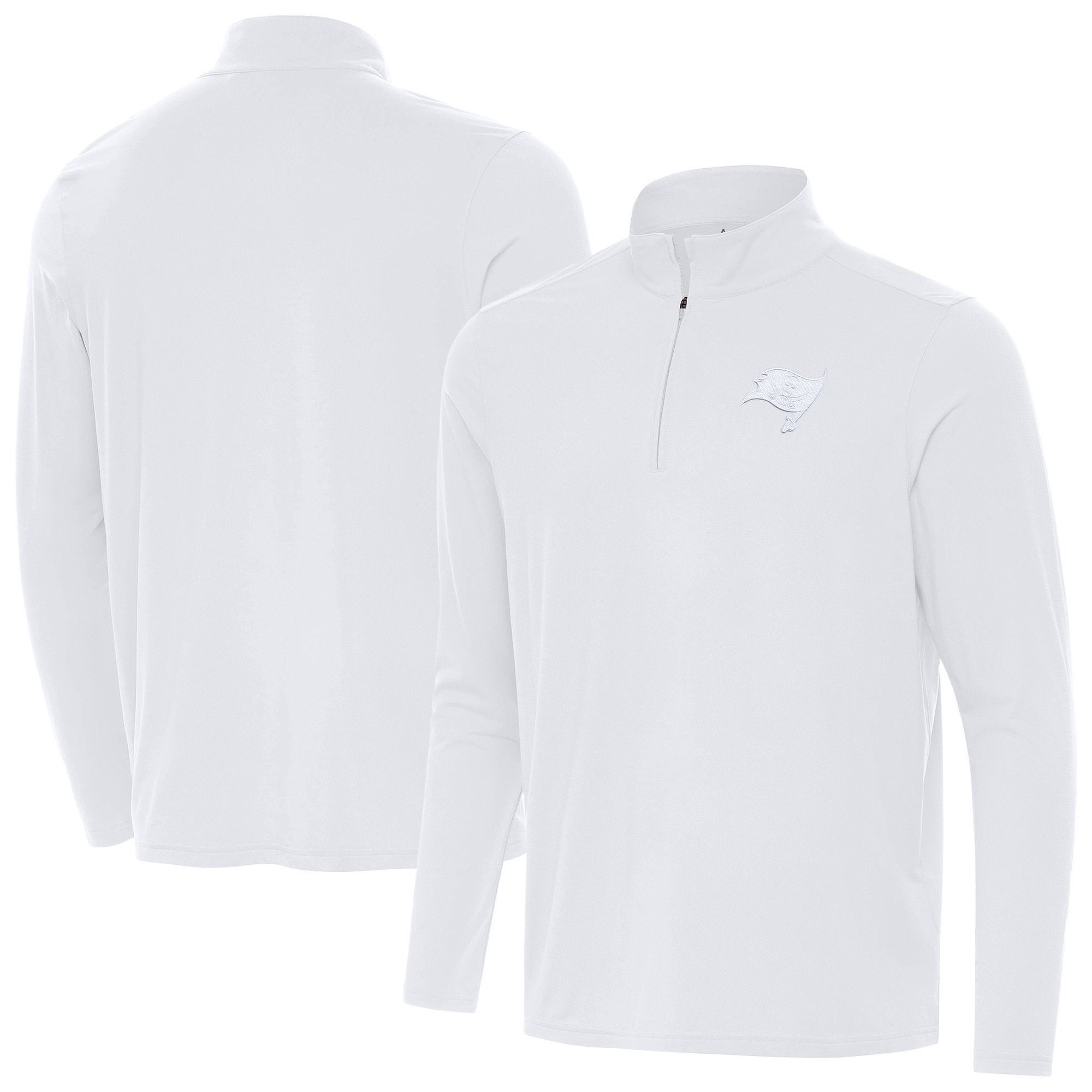 Men’s Antigua White Tampa Bay Buccaneers Intent Quarter-Zip Jacket Men’s Antigua White Tampa Bay Buccaneers Intent Quarter-Zip Jacket