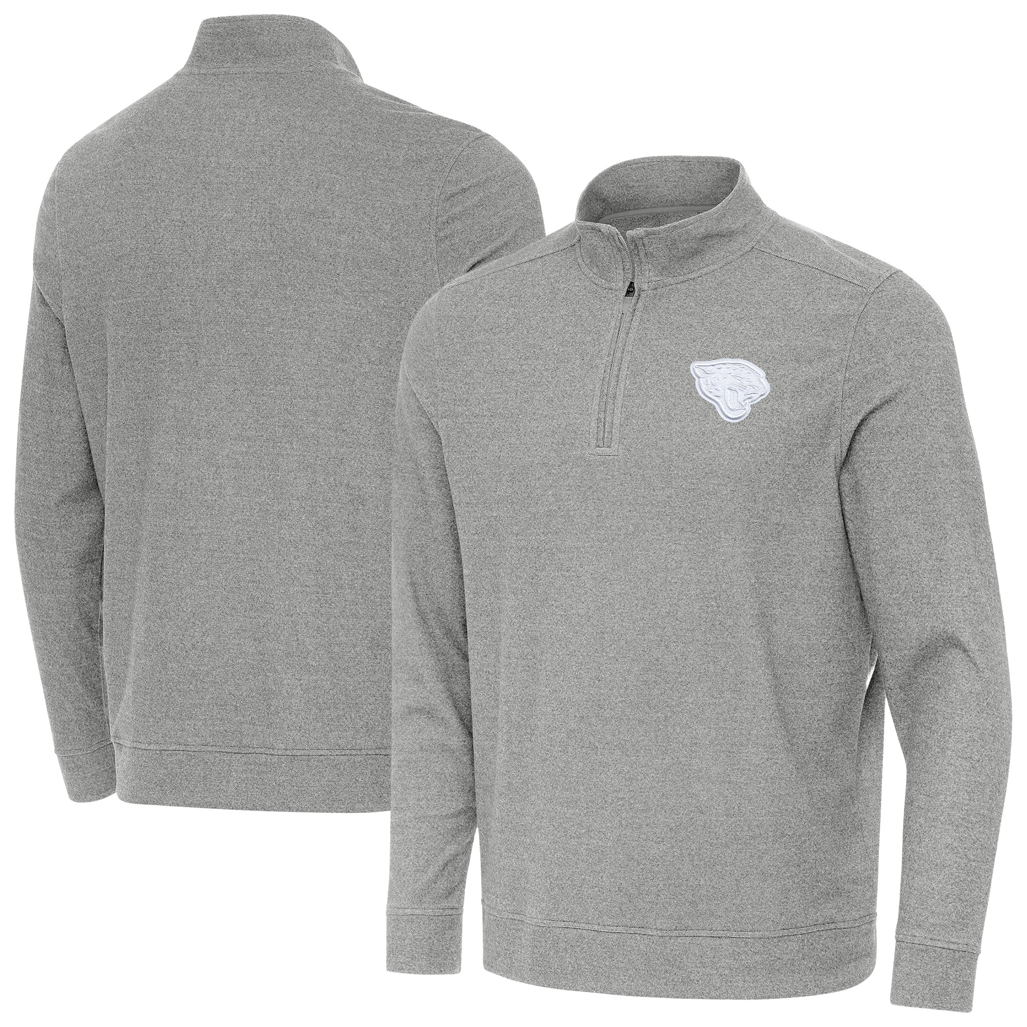 Men's Antigua Heather Gray Jacksonville Jaguars Subtle Quarter-Zip Jacket