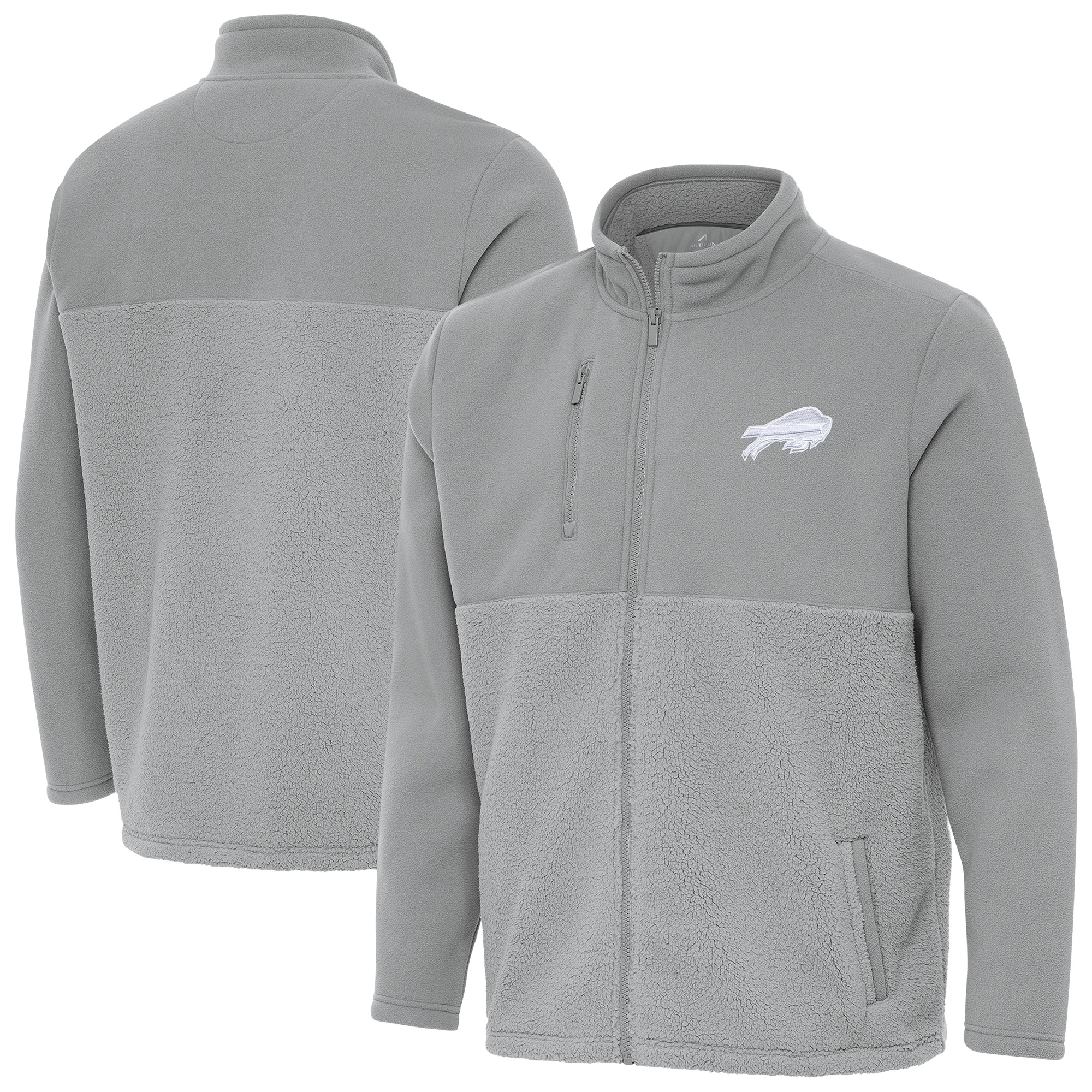Men's Antigua Gray Buffalo Bills Daily Fused Full-Zip Jacket