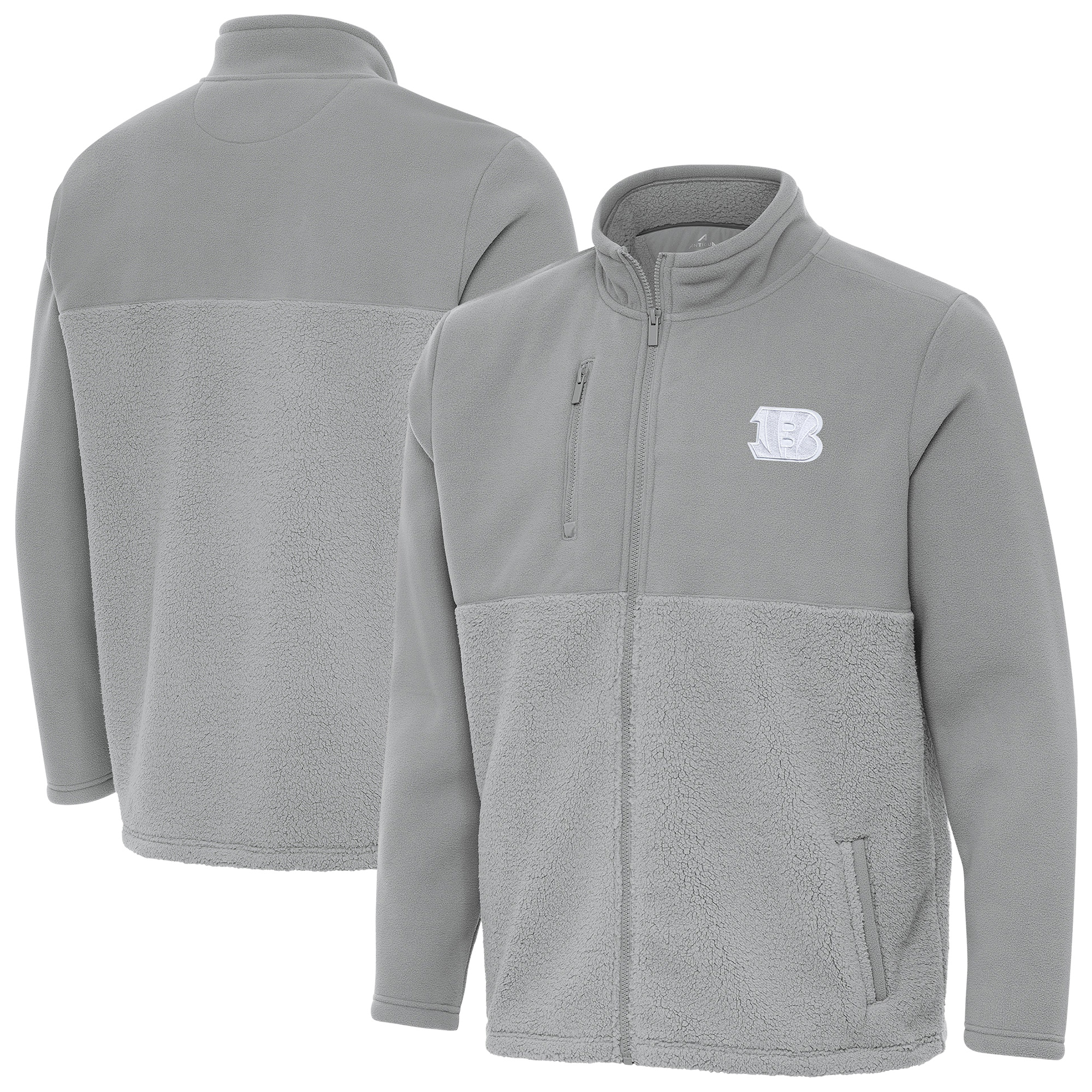 Men's Antigua Gray Cincinnati Bengals Daily Fused Full-Zip Jacket
