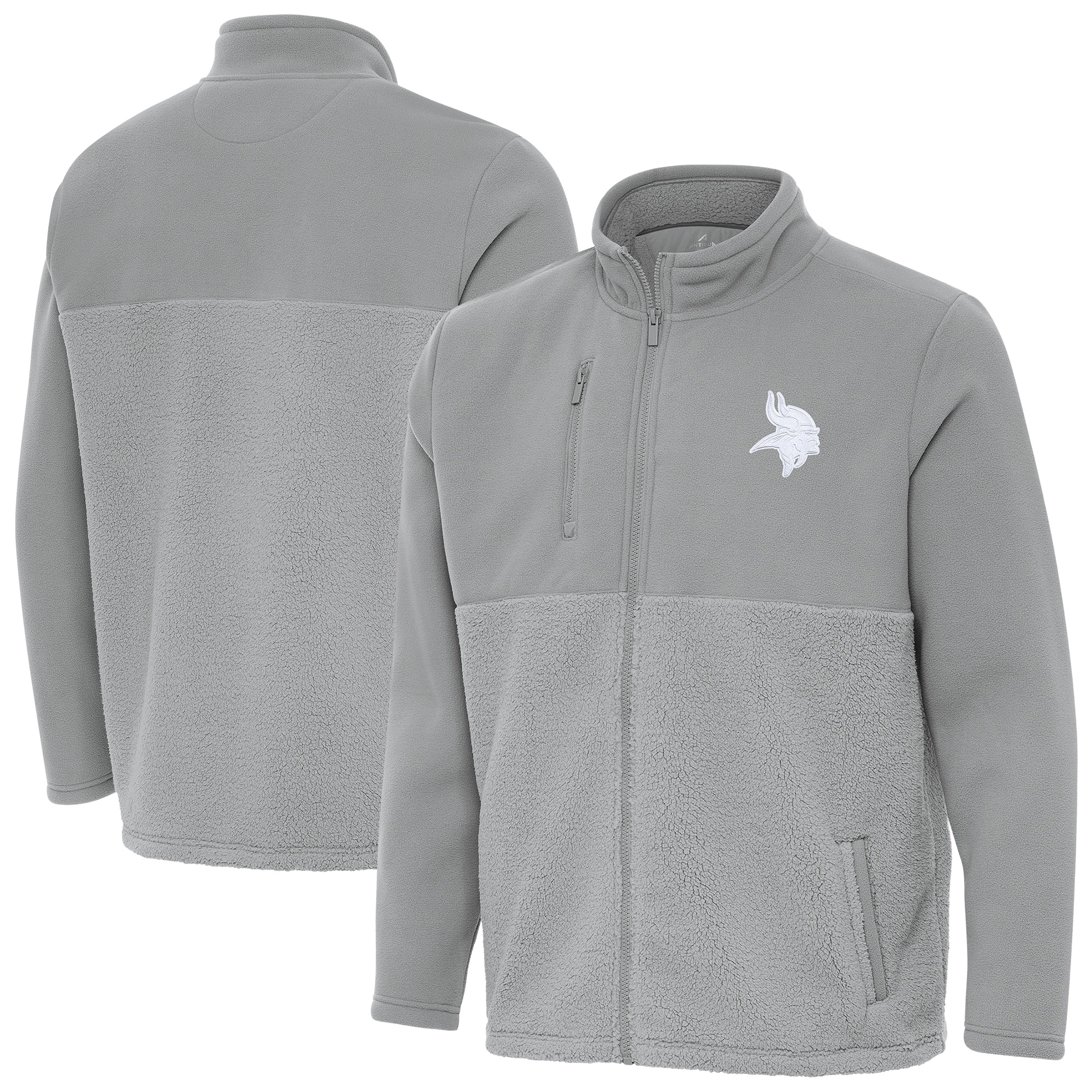 Men's Antigua Gray Minnesota Vikings Daily Fused Full-Zip Jacket
