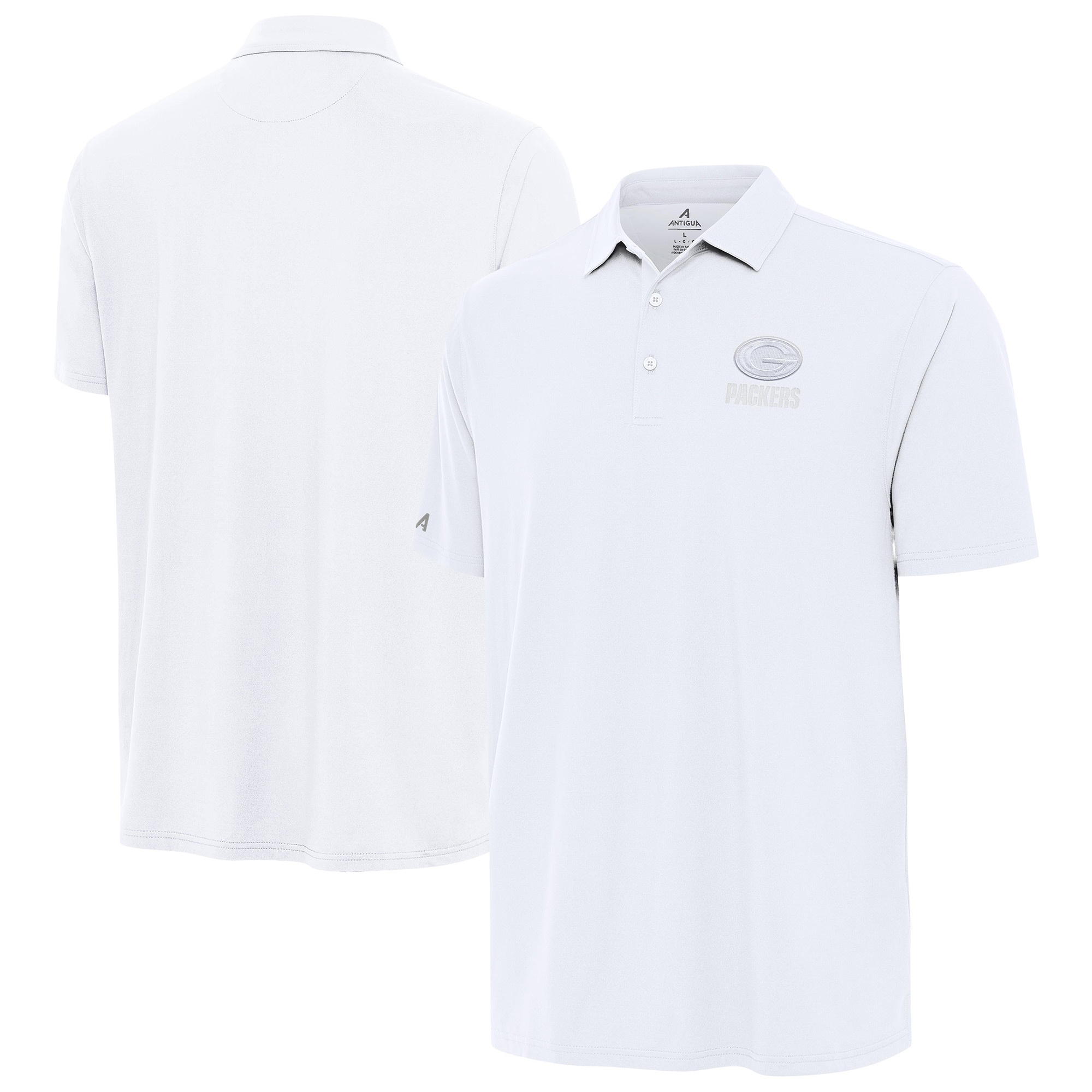 Men's Antigua White Green Bay Packers Era Polo