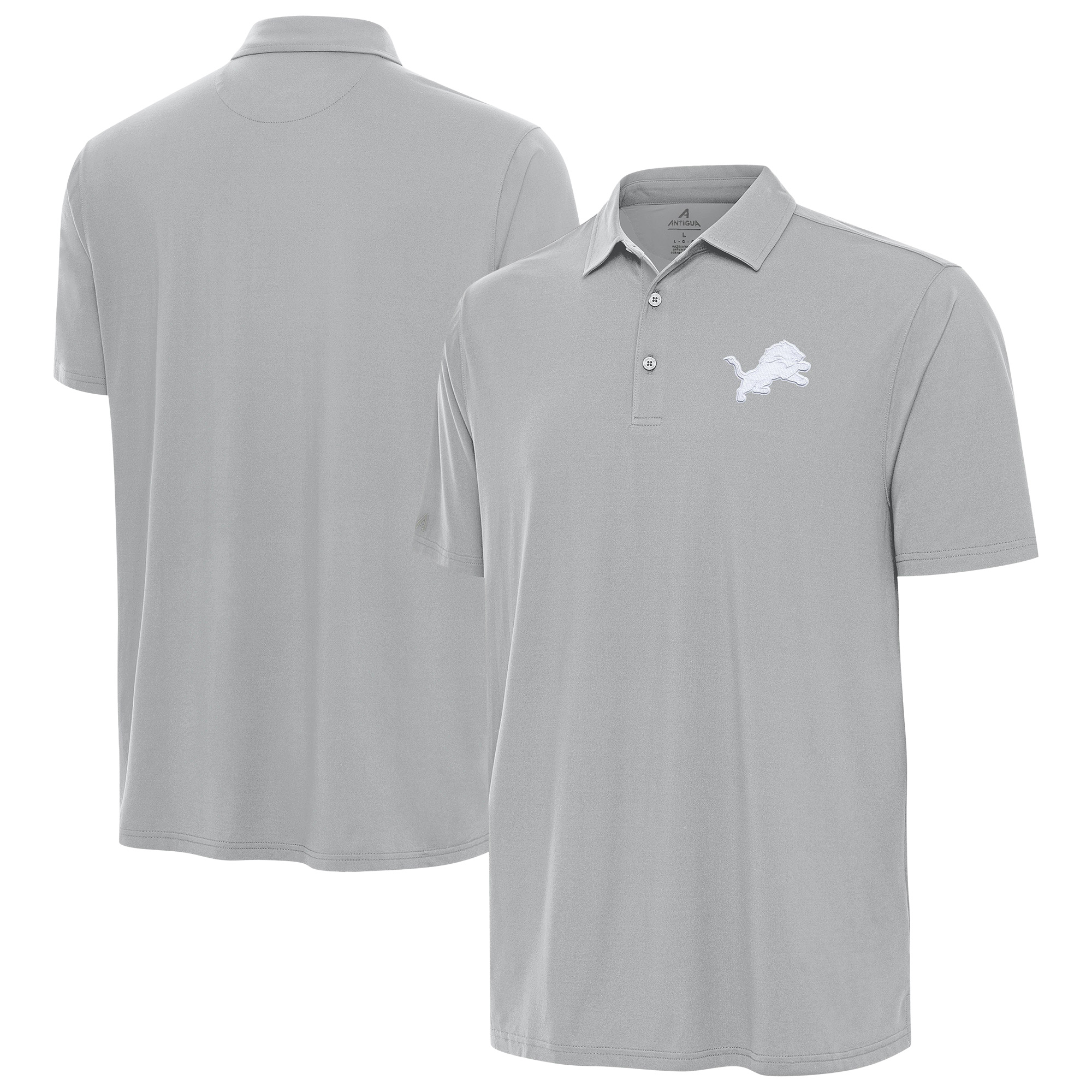 Men's Antigua Gray Detroit Lions Era Polo