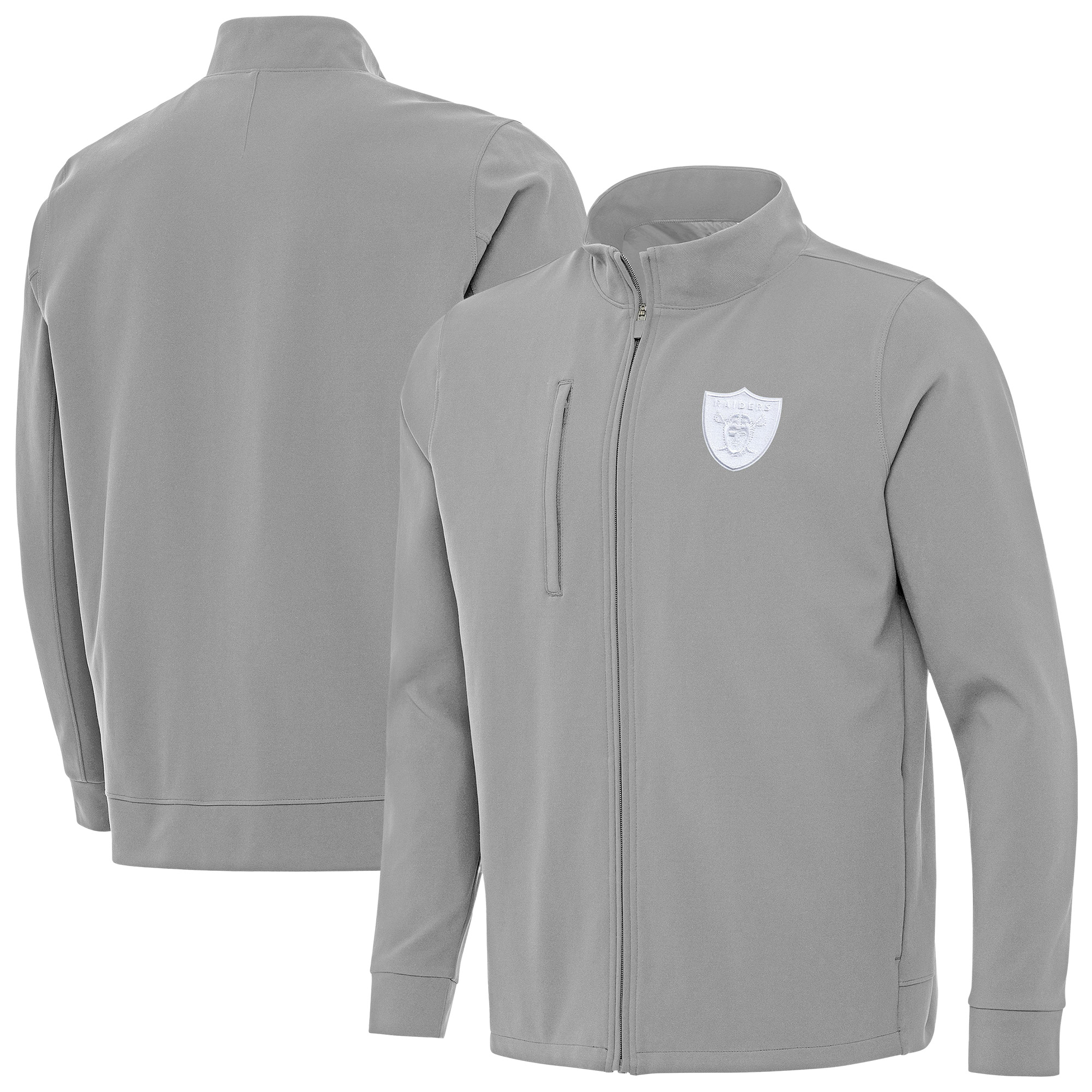 Men's Antigua Gray Las Vegas Raiders Regard Full-Zip Jacket