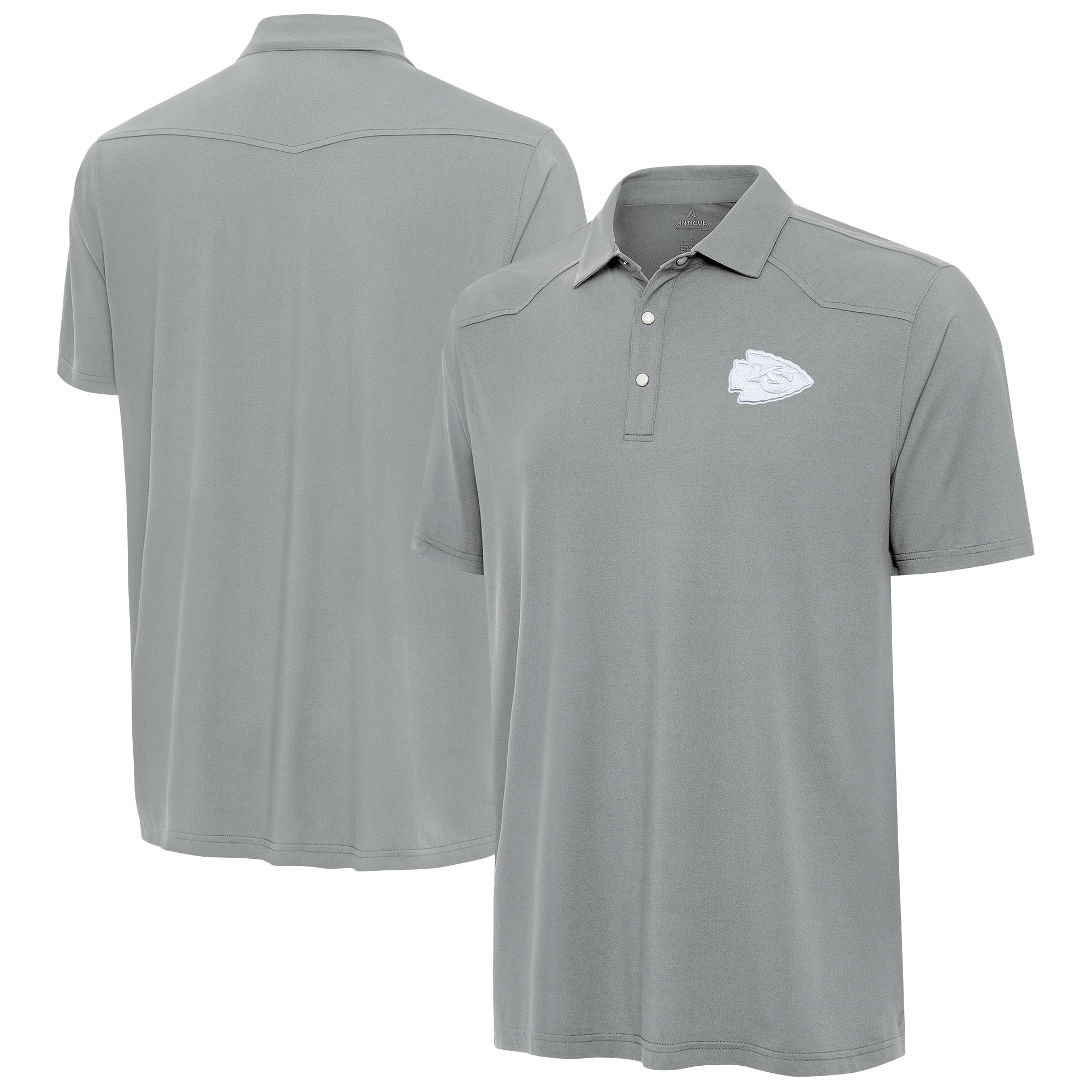 Men's Antigua Gray Kansas City Chiefs Western Polo