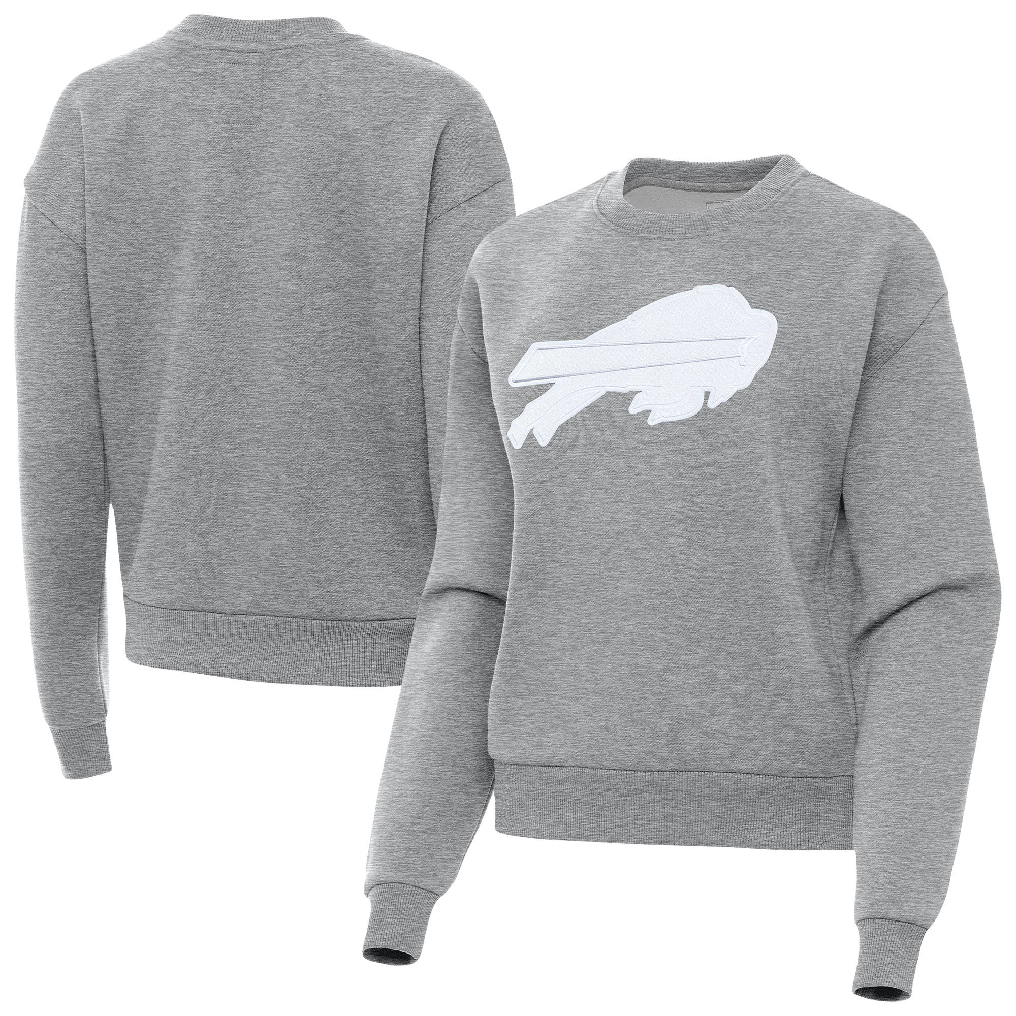Antigua Women's Heather Gray Buffalo Bills Victory Pullover Sweatshirt - Heather Gray