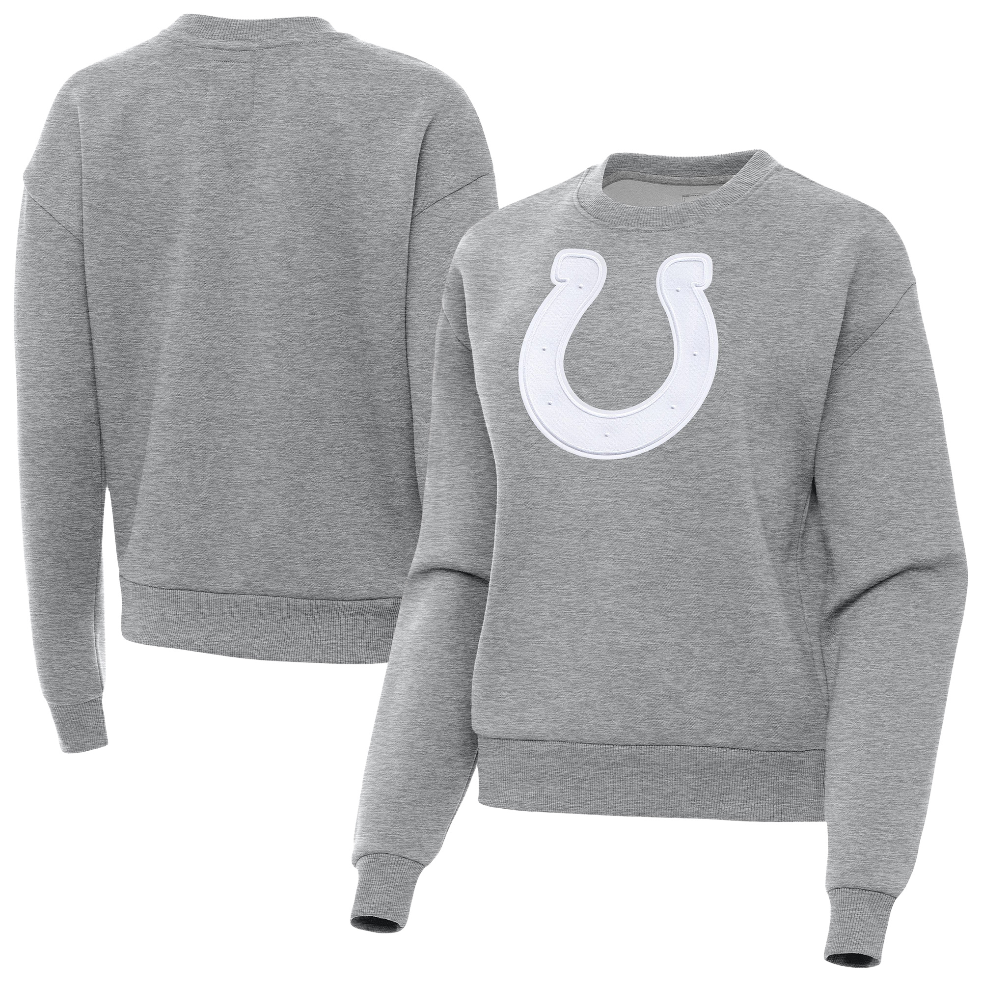 Women's Antigua Heather Gray Indianapolis Colts Victory Pullover Sweatshirt