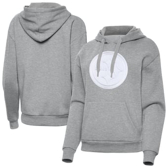 Women's Antigua Heather Gray Pittsburgh Steelers Victory Pullover Hoodie