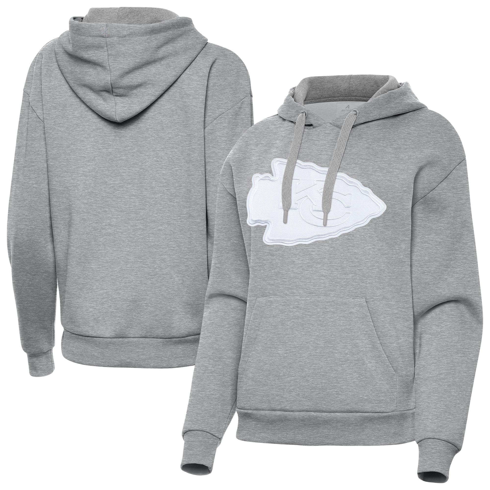 Women's Antigua Heather Gray Kansas City Chiefs Victory Pullover Hoodie