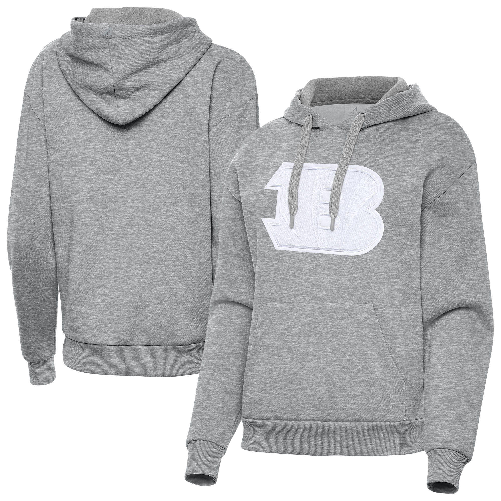 Women's Antigua Heather Gray Cincinnati Bengals Victory Pullover Hoodie