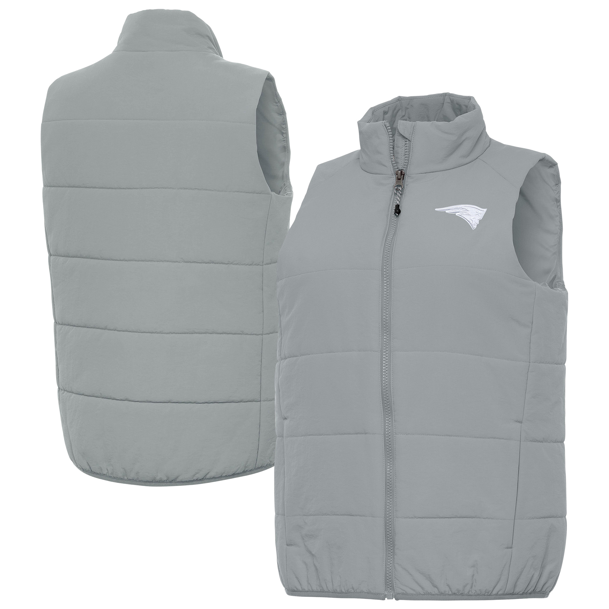 Women's Antigua Gray New England Patriots Experience Full-Zip Vest