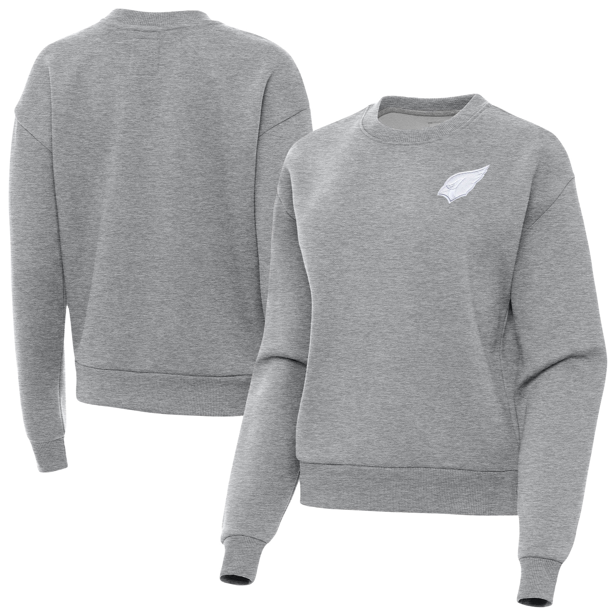 Women's Antigua Heather Gray Arizona Cardinals Victory Crew Pullover Sweatshirt