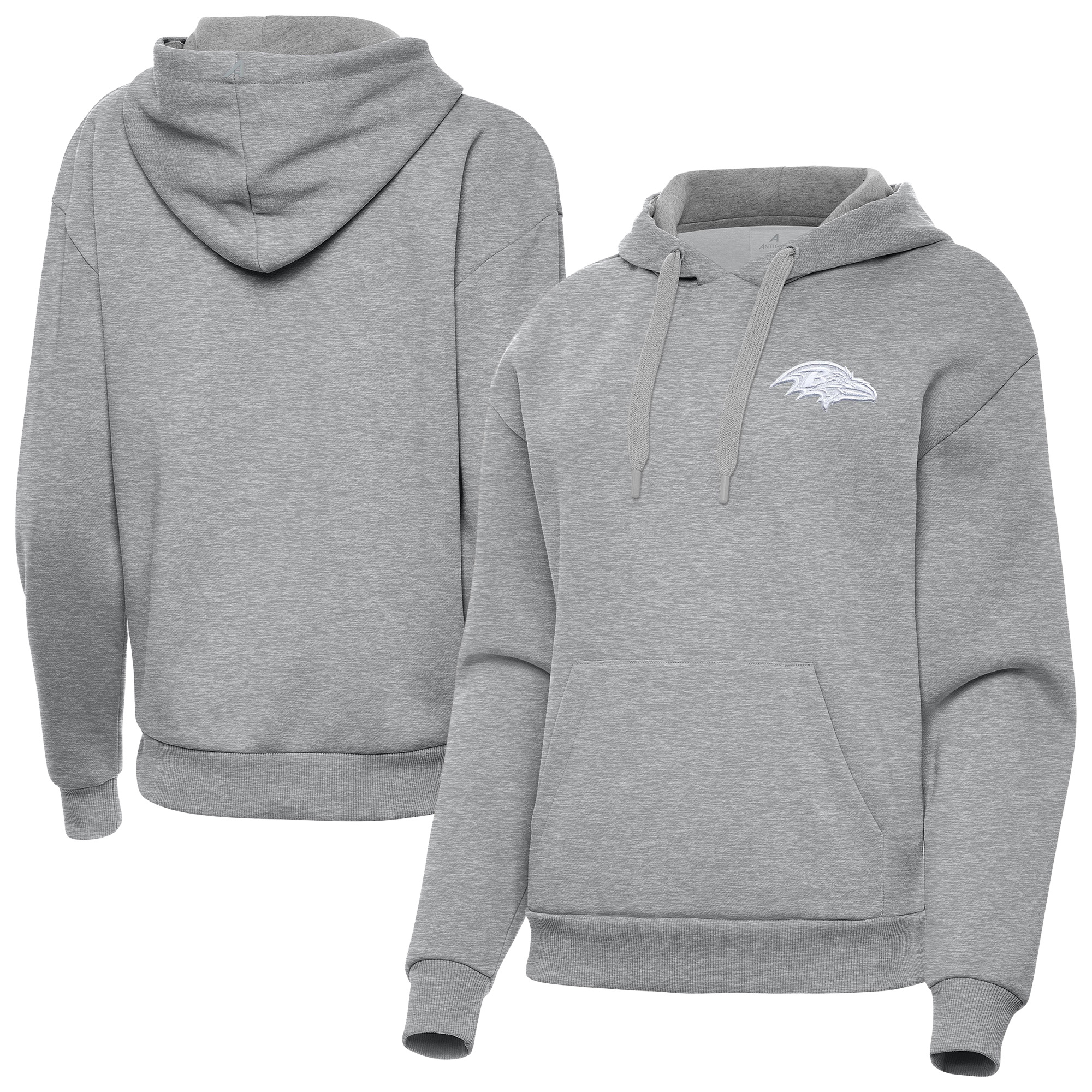 Women's Antigua Heather Gray Baltimore Ravens Victory Pullover Hoodie