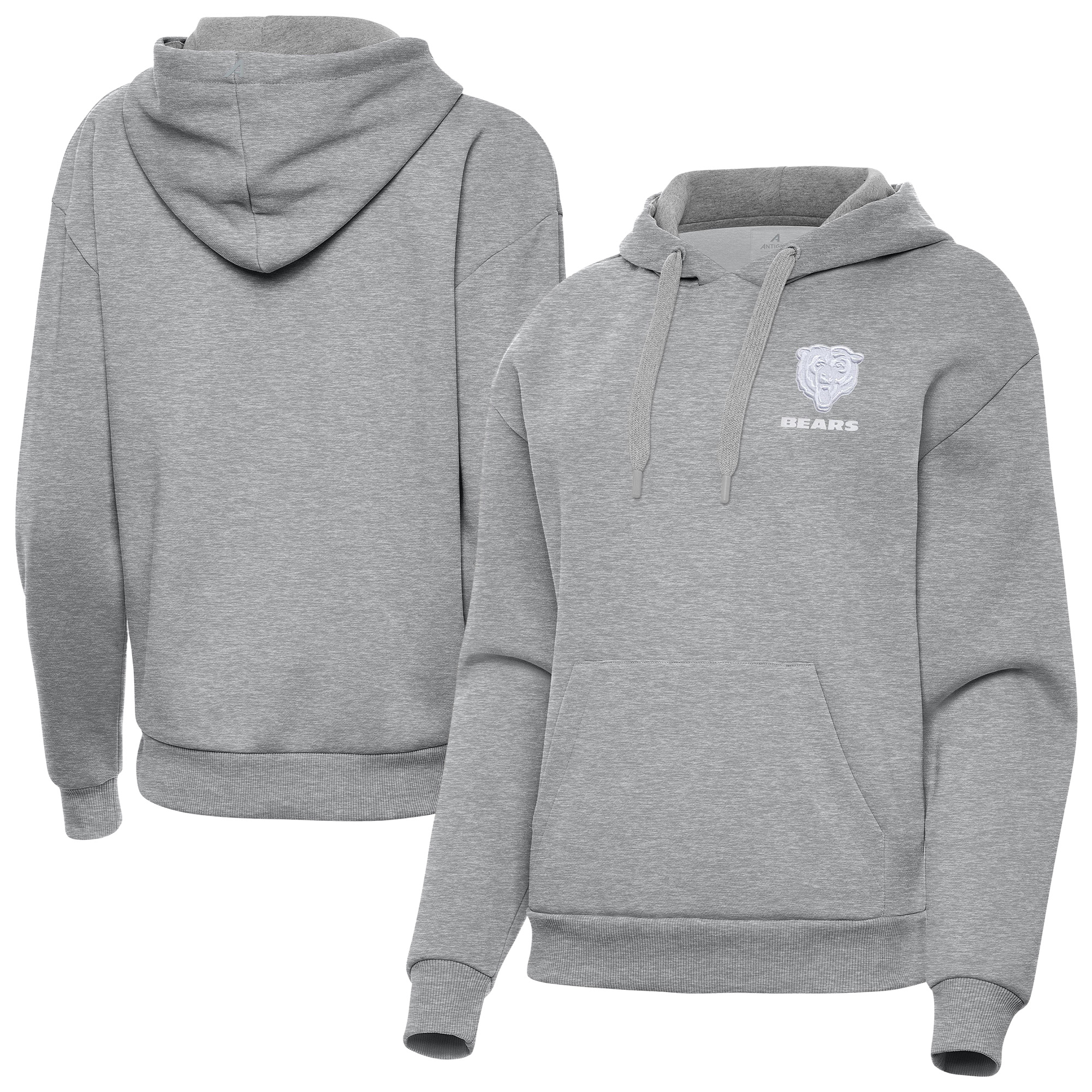 Women's Antigua Heather Gray Chicago Bears Victory Pullover Hoodie