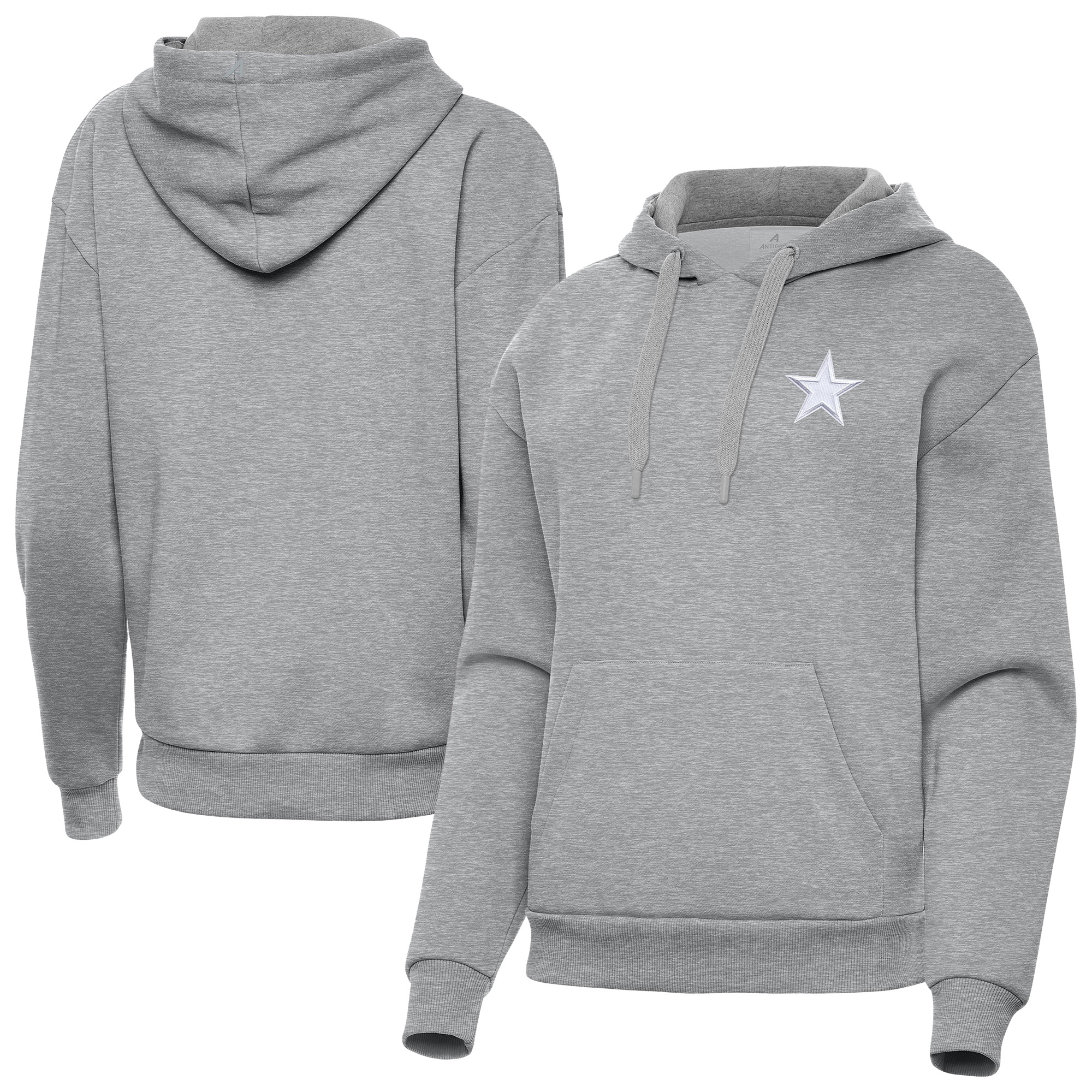 Women's Antigua Heather Gray Dallas Cowboys Victory Pullover Hoodie