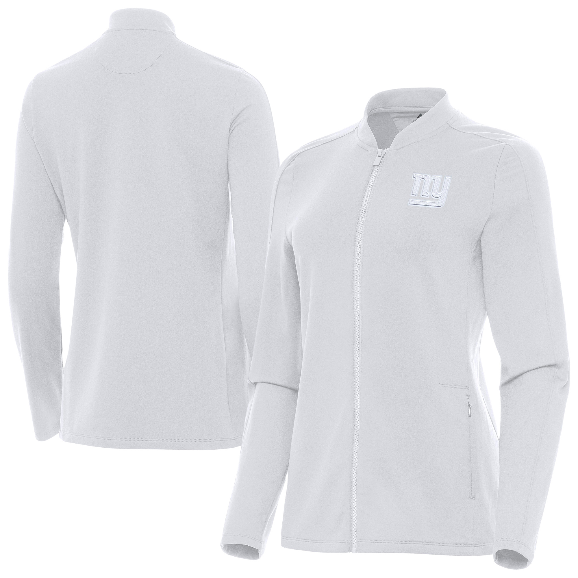 Women's Antigua White New York Giants Continual Full-Zip Jacket