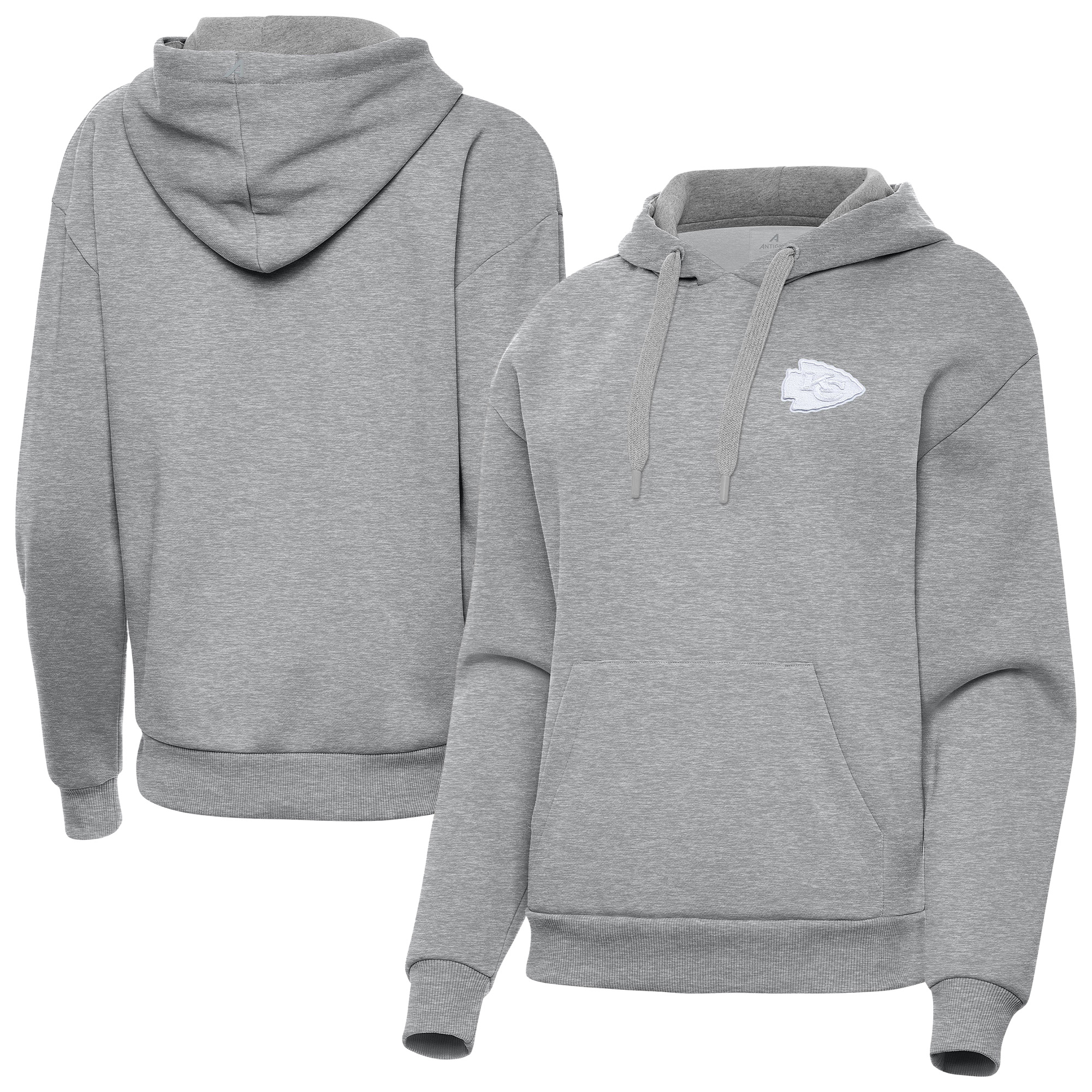 Women's Antigua Heather Gray Kansas City Chiefs Victory Pullover Hoodie