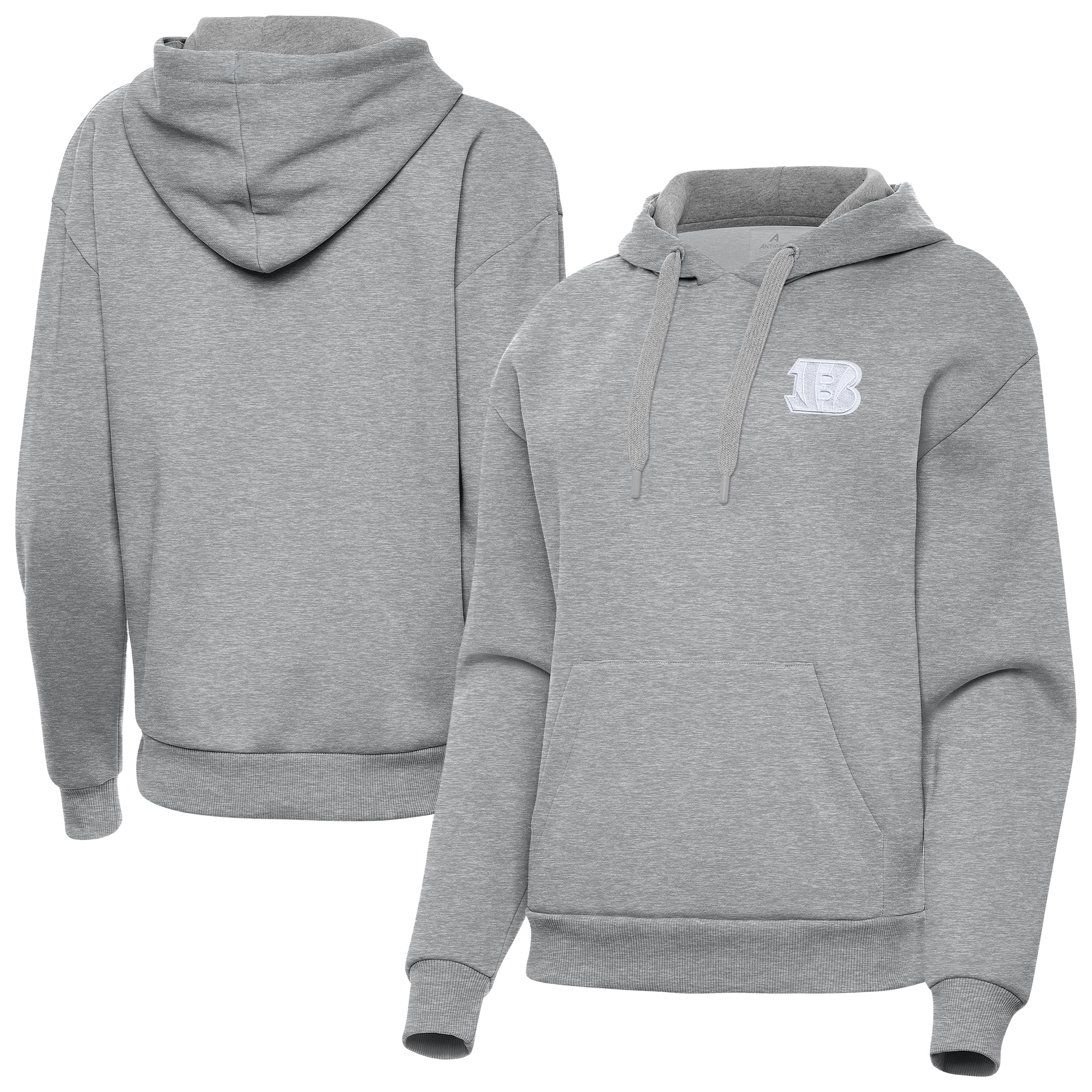 Women's Antigua Heather Gray Cincinnati Bengals Victory Pullover Hoodie