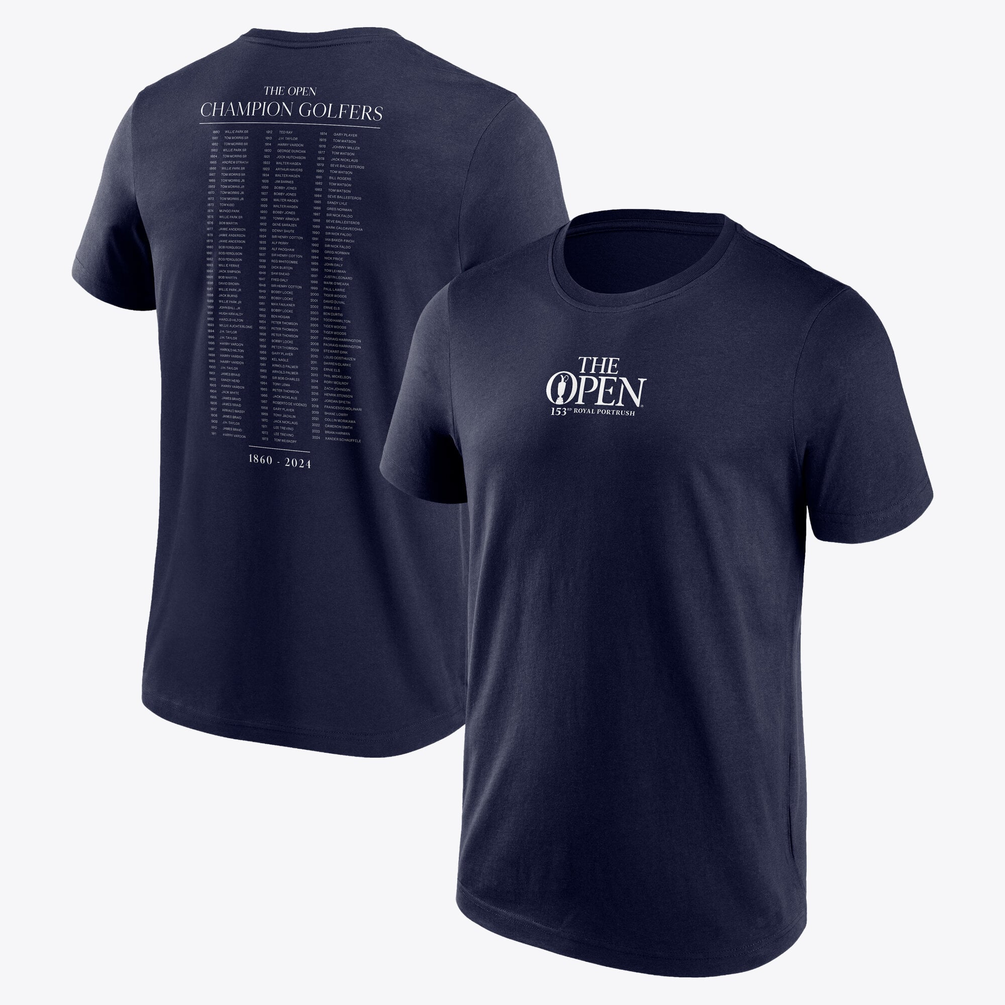 Maglietta grafica The 153rd Open Royal Portrush Champion Golfers Front & Back - Blu Navy