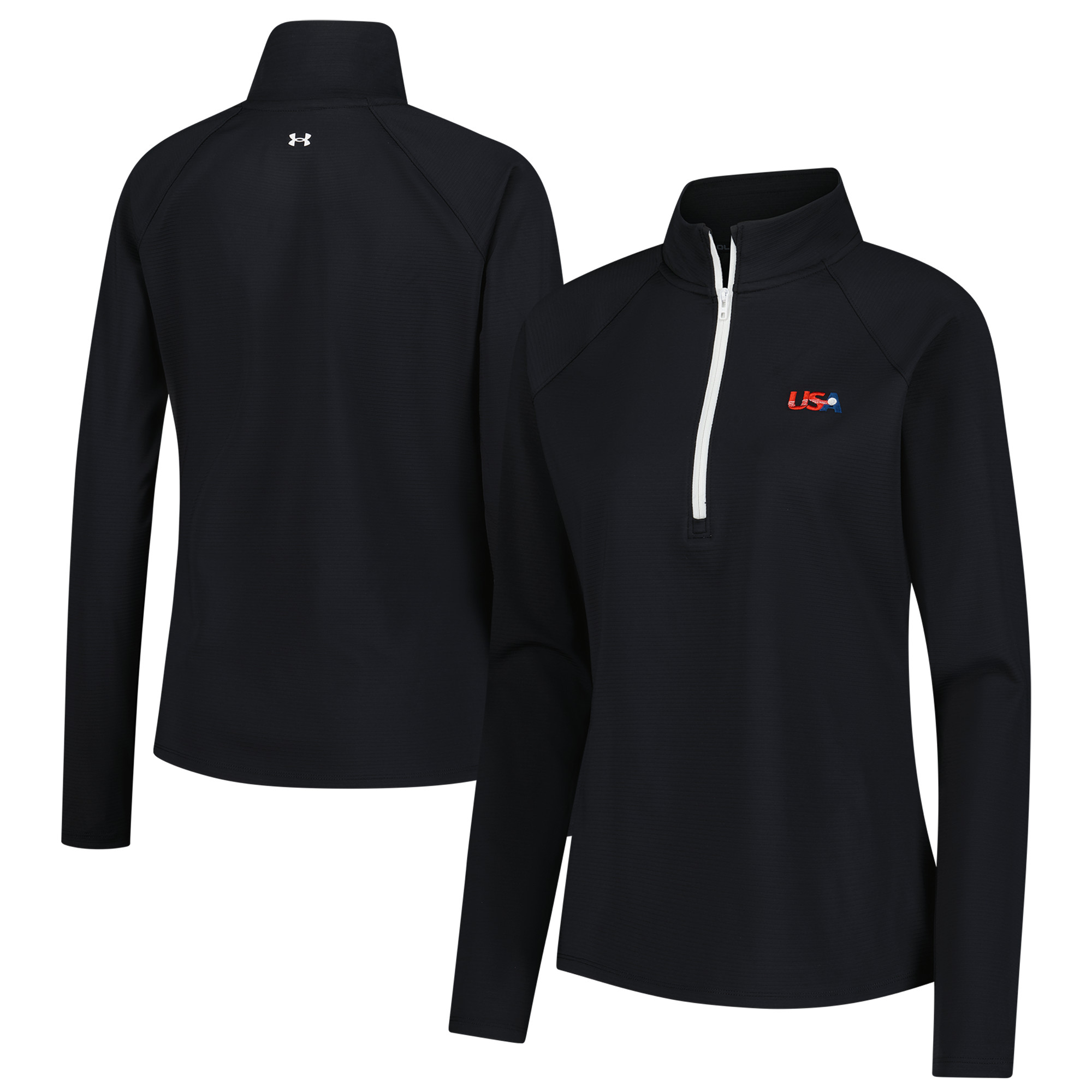 Women’s Under Armour Black U.S. National Development Program Fusion Ottoman Quarter-Zip Top
