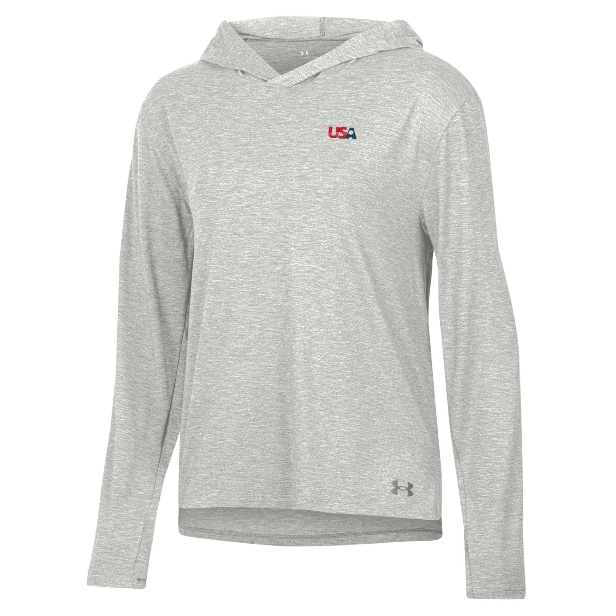 Women’s Under Armour Heather Gray U.S. National Development Program Lightweight Breezy Pullover Hoodie
