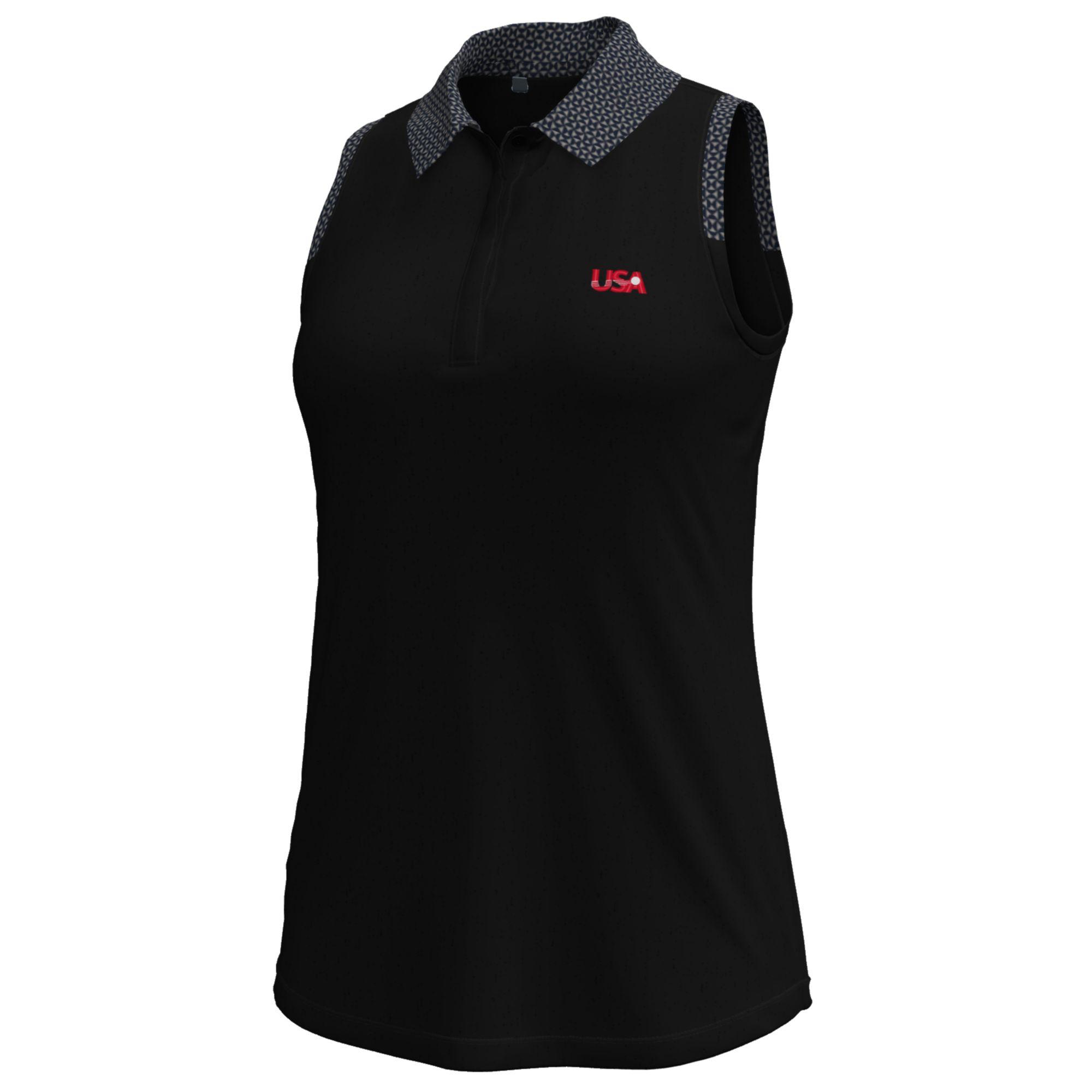 Women’s Under Armour Black U.S. National Development Program Playoff 3.0 3.0 Grooves Print Sleeveless Polo