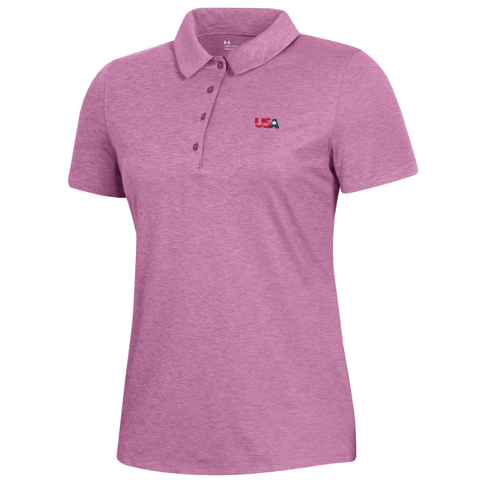 Women’s Under Armour Pink U.S. National Development Program Playoff Heather Polo Women’s Under Armour Pink U.S. National Development Program Playoff Heather Polo