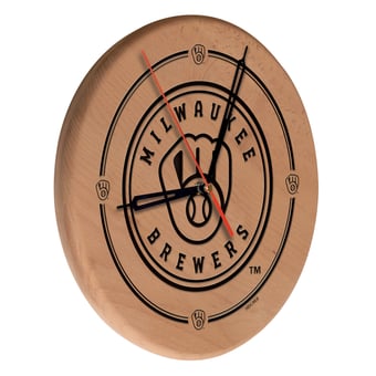 Milwaukee Brewers 13" Engraved Solid Wood Clock