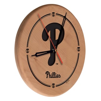 "Philadelphia Phillies 13"" Engraved Solid Wood Clock"