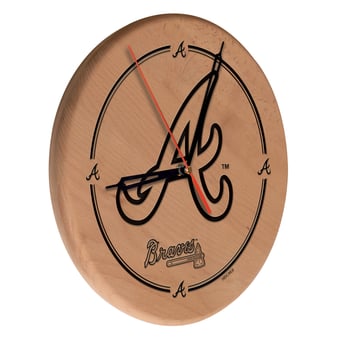 Atlanta Braves 13" Engraved Solid Wood Clock