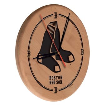 "Boston Red Sox 13"" Engraved Solid Wood Clock"