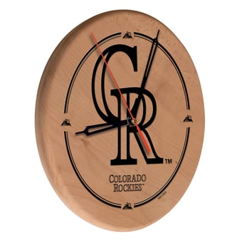 "Colorado Rockies 13"" Engraved Solid Wood Clock"