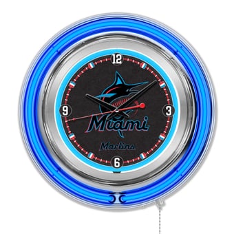 Miami Marlins Double-Walled Neon Clock