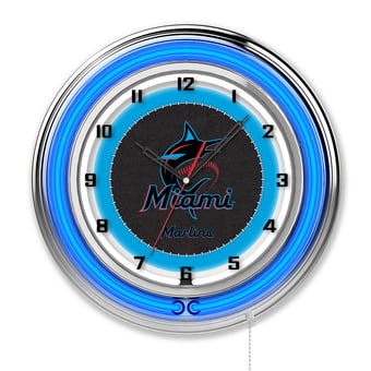 "Miami Marlins 19"" Double Neon Wall Clock"