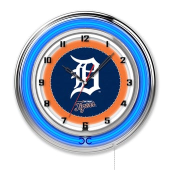 Detroit Tigers 19" Double Neon Wall Clock