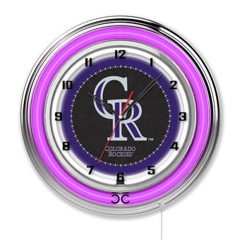 "Colorado Rockies 19"" Double Neon Wall Clock"