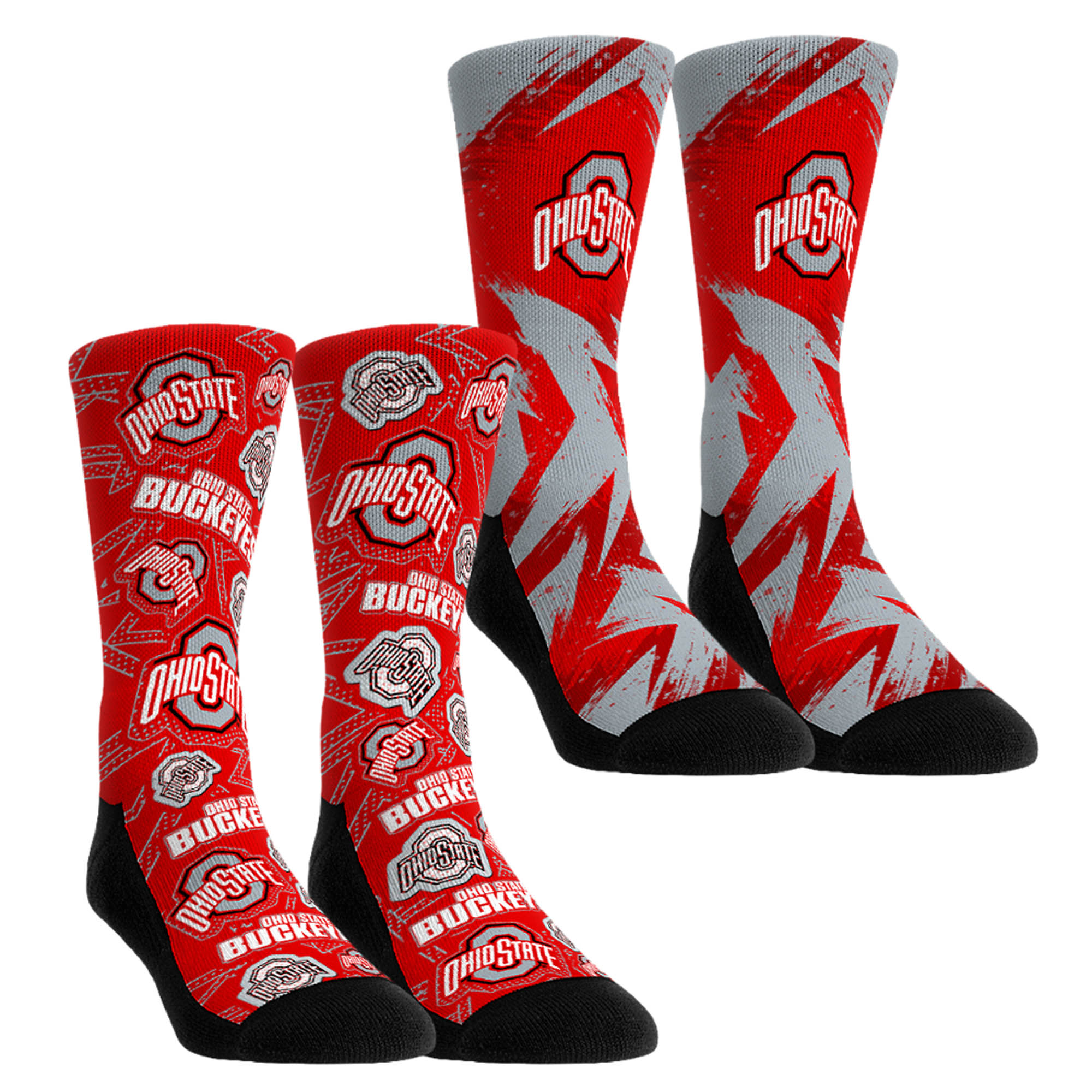 Youth Rock Em Red Ohio State Buckeyes Game Day Two-Pack Crew Socks Set Youth Rock Em Red Ohio State Buckeyes Game Day Two-Pack Crew Socks Set
