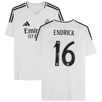 Endrick Real Madrid Autographed 2024-25 White adidas Jersey