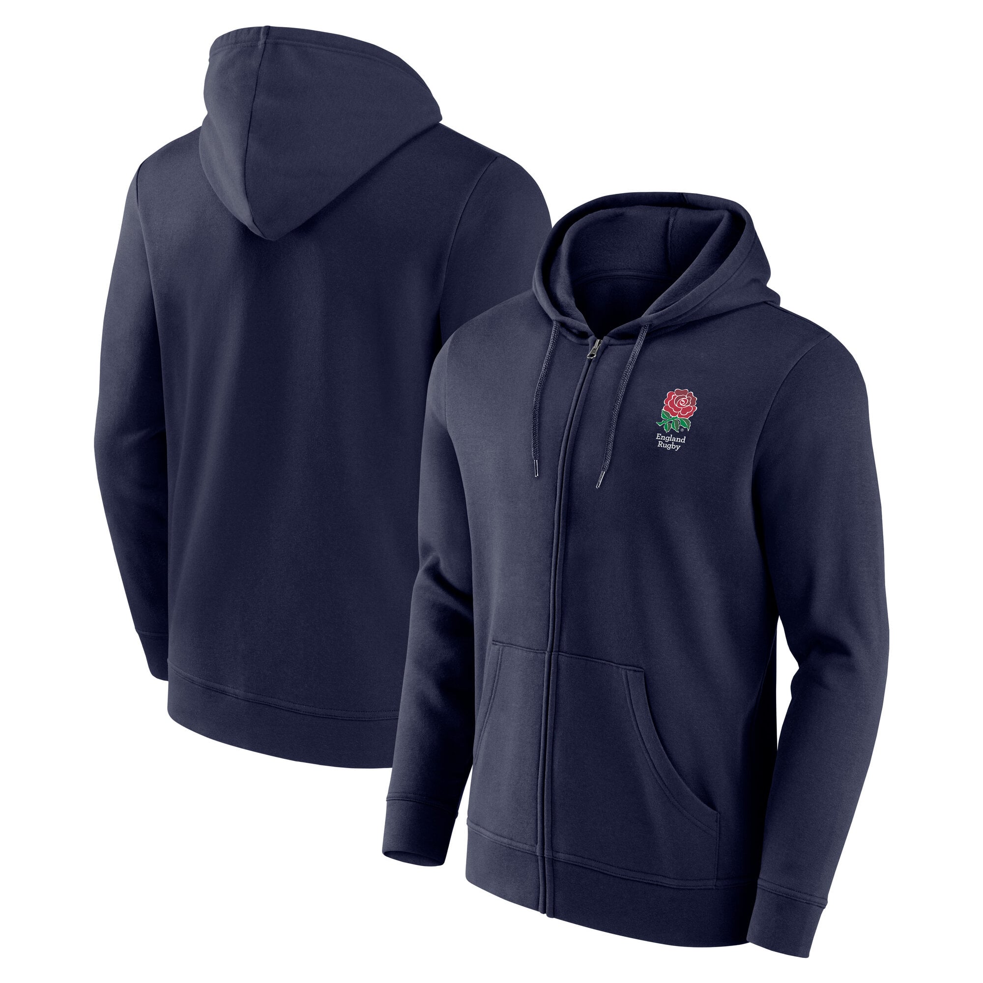 England Rugby Primary Logo Full Zip Hoodie - Navy: retailer-supplied image