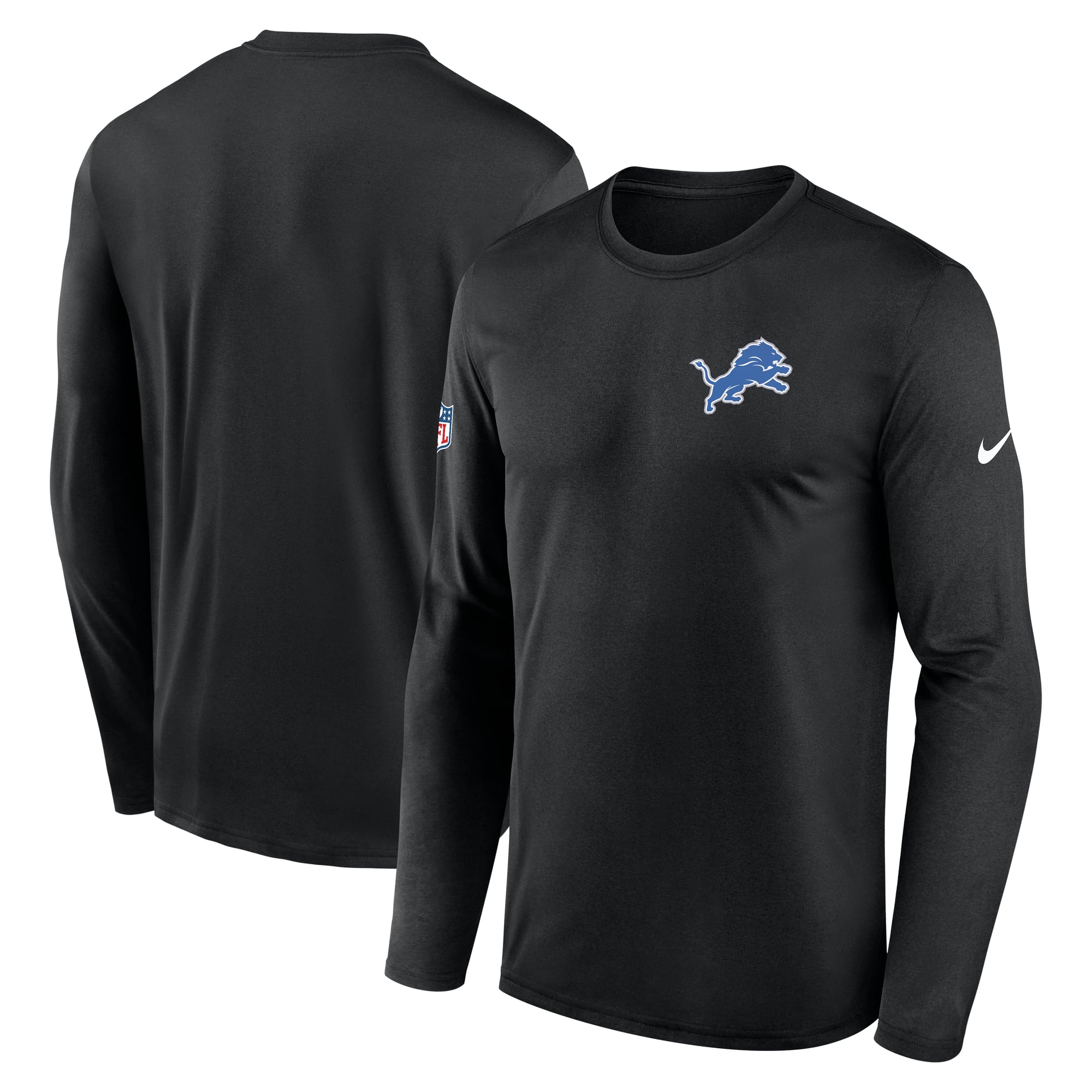 Camiseta Nike Dri-FIT de manga larga negra con logo pequeño de los Detroit Lions Legend para hombre