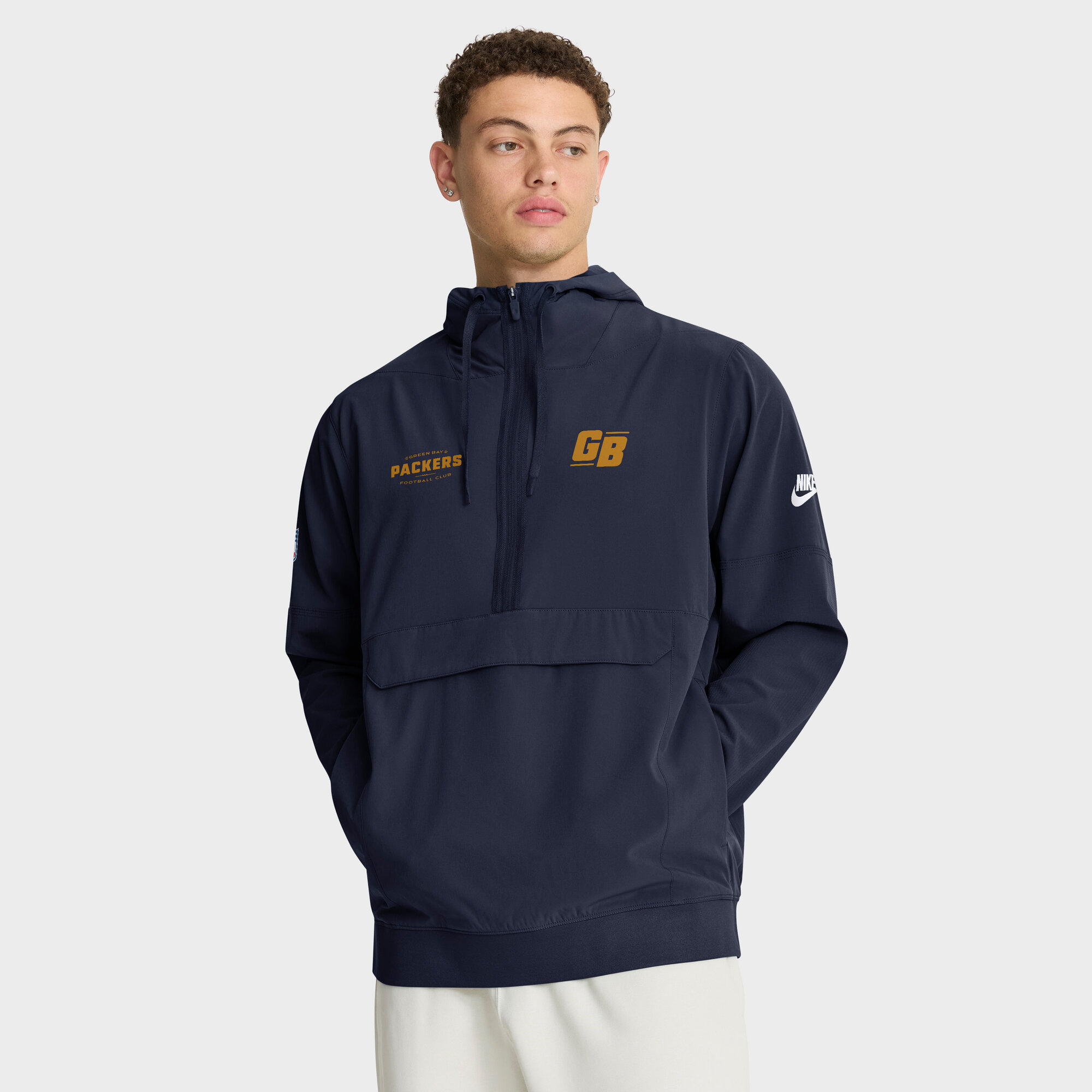 Men's Nike Navy Green Bay Packers The 1923 Classic Sideline Half-Zip Anorak Jacket