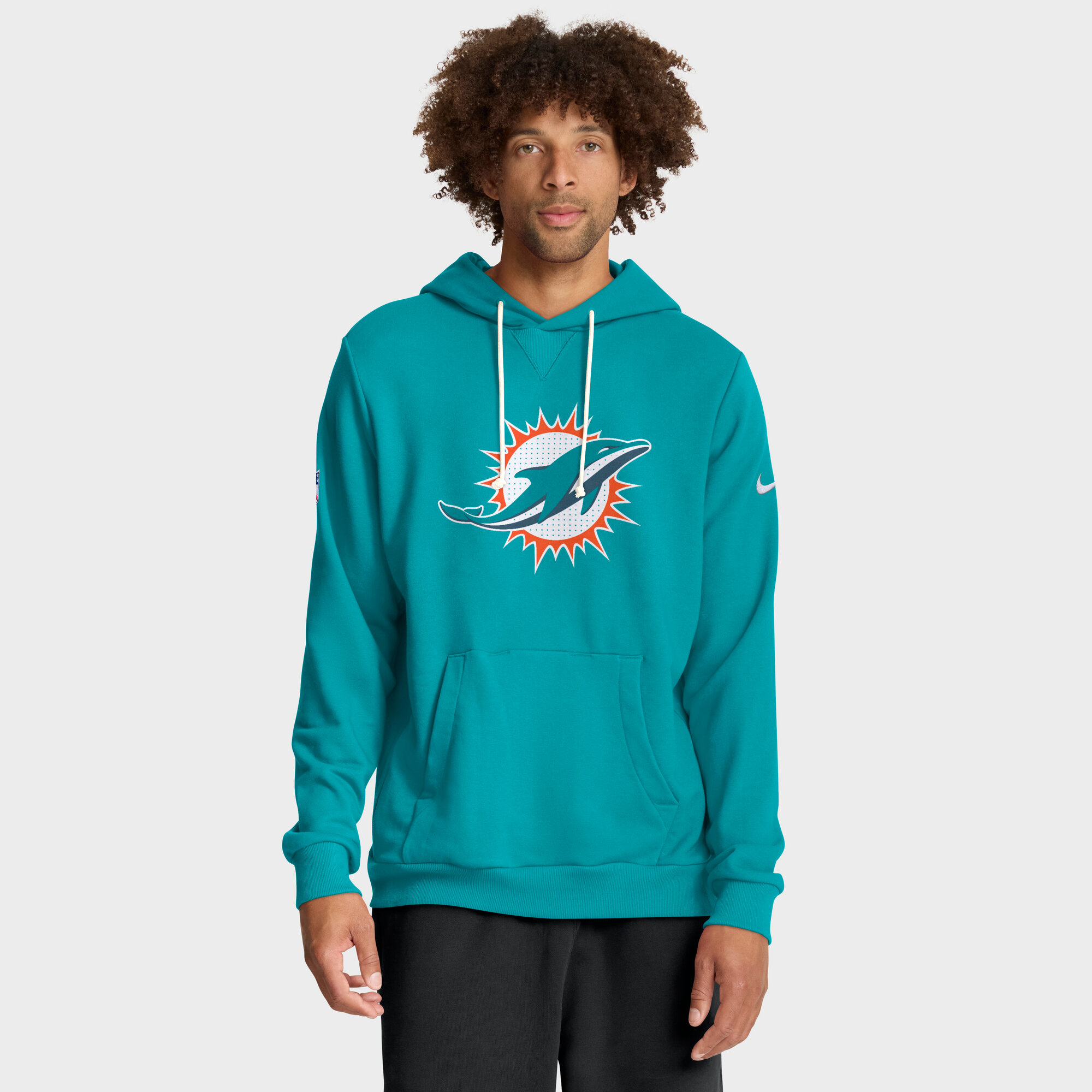 Men's Nike Aqua Miami Dolphins Sideline Standard Issue Initial Home Dri-FIT Hoodie