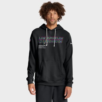 Men's Nike Black Los Angeles Chargers 2025 NFL Crucial Catch Sideline Standard Issue Dri-FIT Hoodie