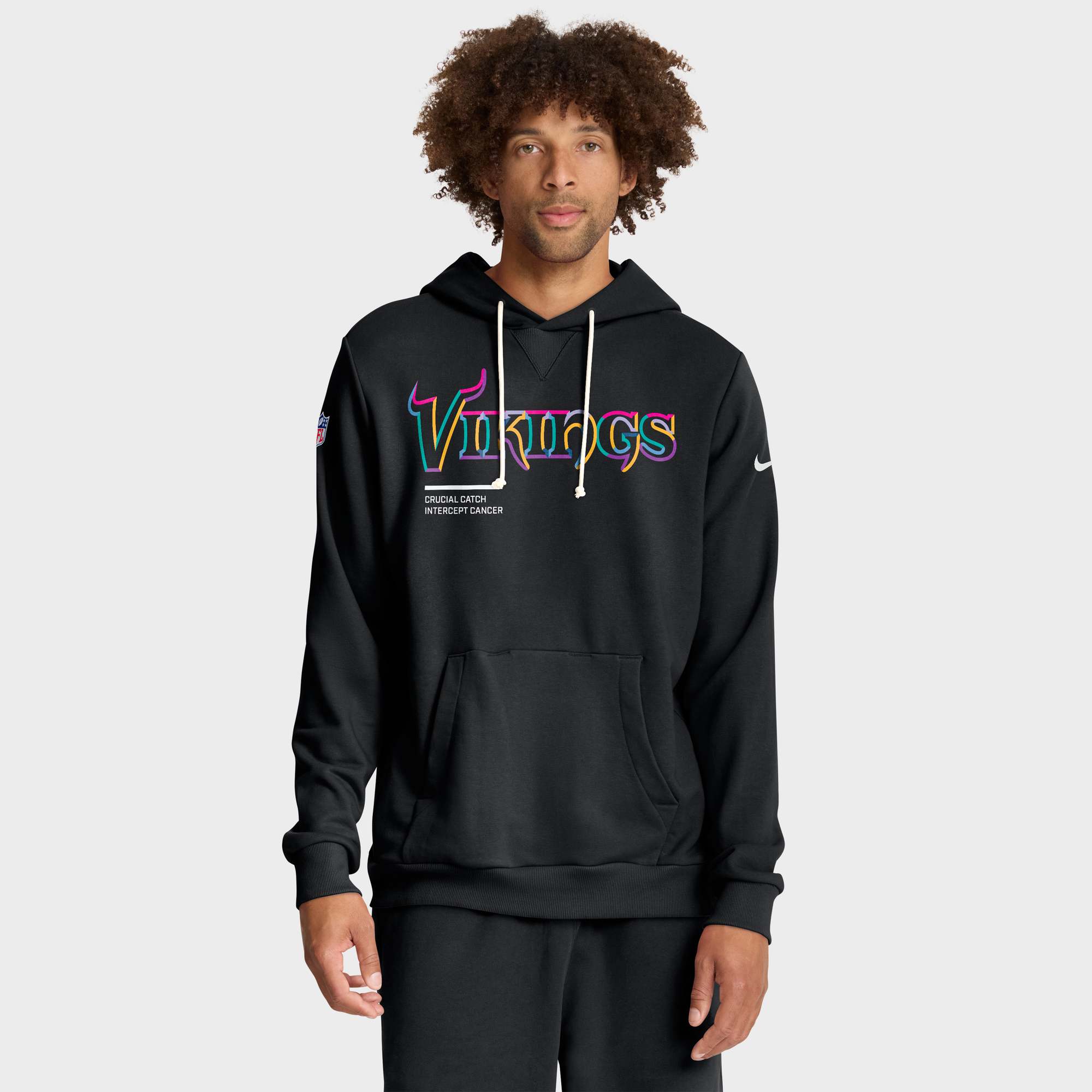 Men's Nike Black Minnesota Vikings 2025 NFL Crucial Catch Sideline Standard Issue Dri-FIT Hoodie