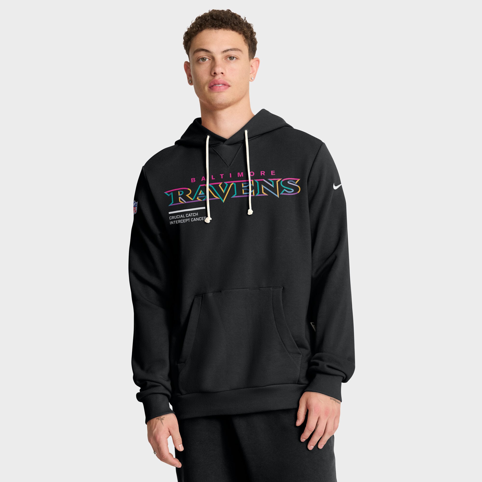 Men's Nike Black Baltimore Ravens 2025 NFL Crucial Catch Sideline Standard Issue Dri-FIT Hoodie